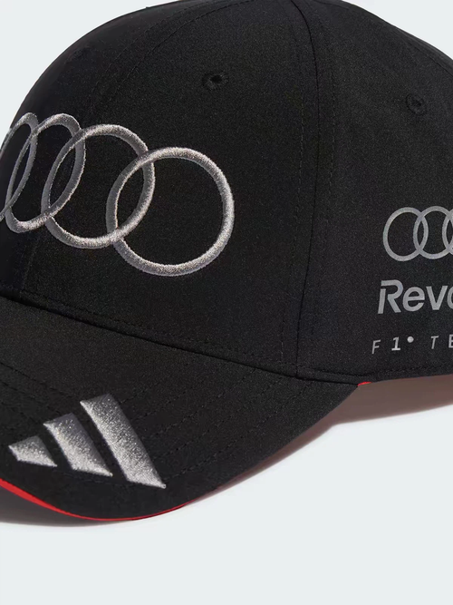 Black Racing Baseball Cap, Silver Embroidered Adjustable Snapback Hat